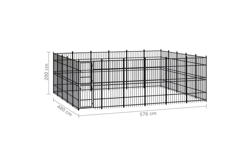 Hundgård för utomhusbruk stål 27,65 m² - Svart - Sport & fritid - För djuren - För hund - Hundmöbler