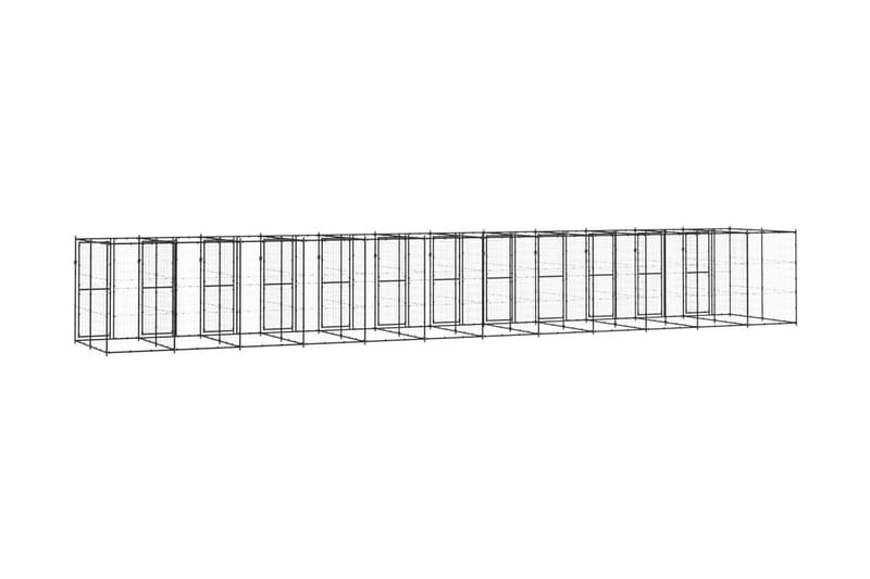 Hundgård för utomhusbruk stål 29,04 m² - Svart - Hundmöbler - Hundgrind & hundstaket - Hundkoja & hundgård