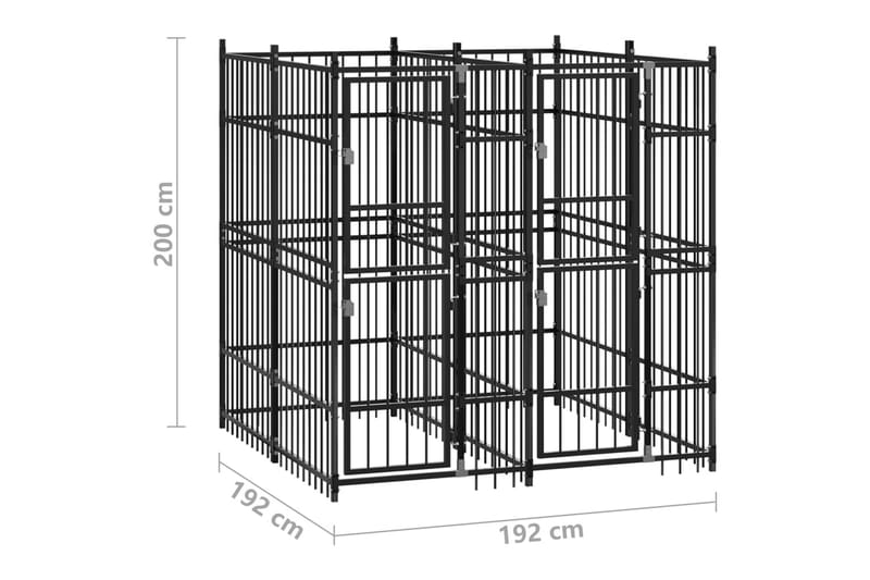 Hundgård för utomhusbruk stål 3,69 m² - Svart - Hundmöbler - Hundgrind & hundstaket - Hundkoja & hundgård