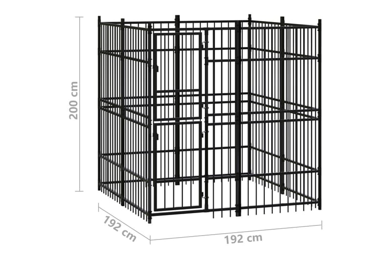 Hundgård för utomhusbruk stål 3,69 m² - Svart - Hundmöbler - Hundgrind & hundstaket - Hundkoja & hundgård