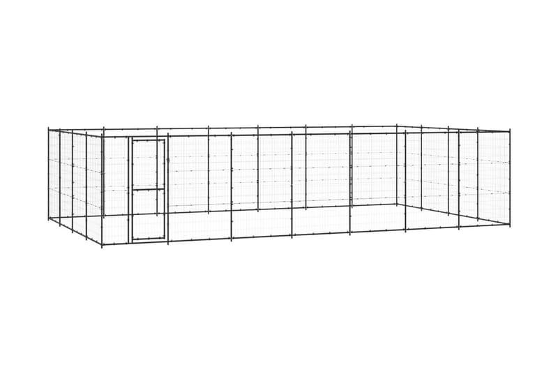 Hundgård för utomhusbruk stål 33,88 m² - Svart - Hundmöbler - Hundgrind & hundstaket - Hundkoja & hundgård