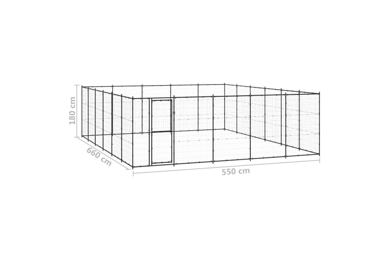Hundgård för utomhusbruk stål 36,3 m² - Svart - Sport & fritid - För djuren - För hund - Hundmöbler