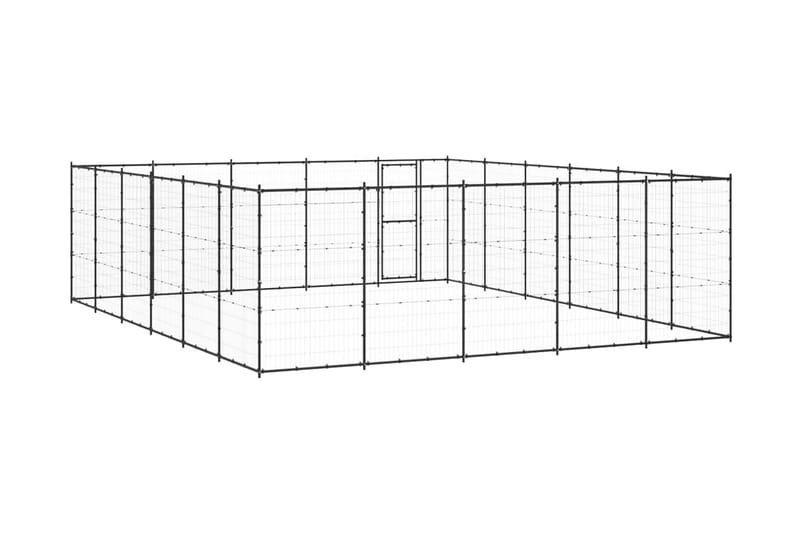 Hundgård för utomhusbruk stål 36,3 m² - Svart - Hundmöbler - Hundgrind & hundstaket - Hundkoja & hundgård