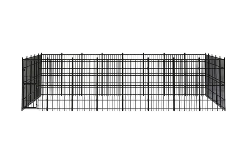 Hundgård för utomhusbruk stål 36,86 m² - Svart - Hundmöbler - Hundgrind & hundstaket - Hundkoja & hundgård