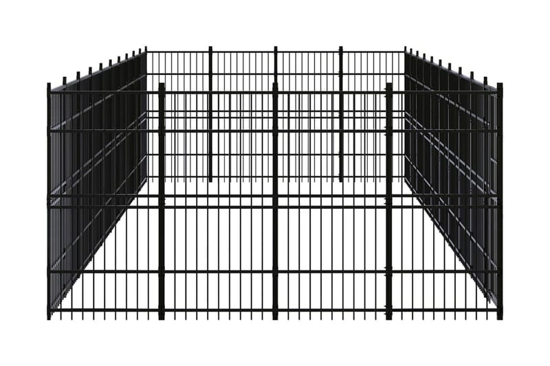 Hundgård för utomhusbruk stål 36,86 m² - Svart - Hundmöbler - Hundgrind & hundstaket - Hundkoja & hundgård