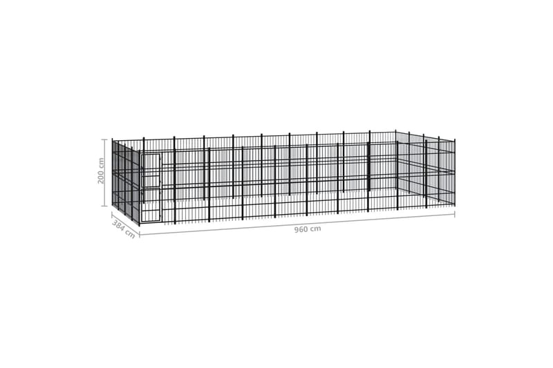 Hundgård för utomhusbruk stål 36,86 m² - Svart - Sport & fritid - För djuren - För hund - Hundmöbler