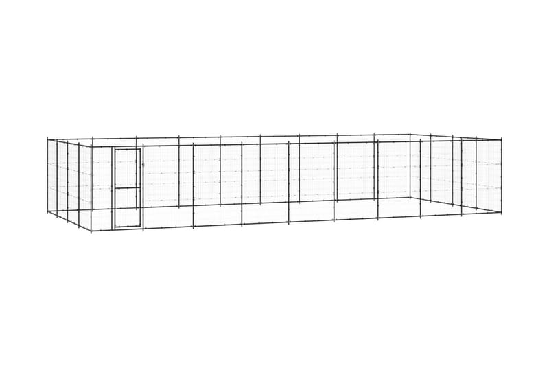 Hundgård för utomhusbruk stål 43,56 m² - Svart - Hundmöbler - Hundgrind & hundstaket - Hundkoja & hundgård