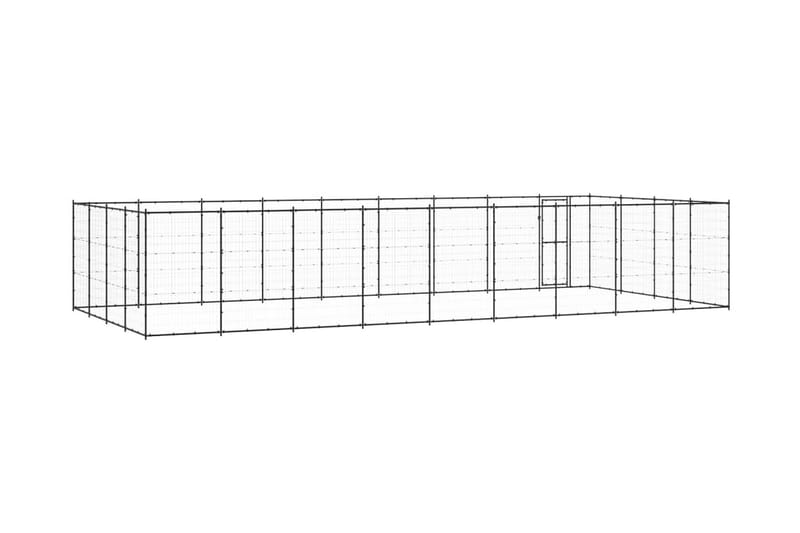 Hundgård för utomhusbruk stål 43,56 m² - Svart - Hundmöbler - Hundgrind & hundstaket - Hundkoja & hundgård