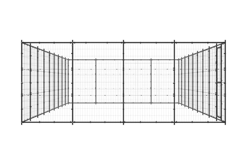 Hundgård för utomhusbruk stål 43,56 m² - Svart - Hundmöbler - Hundgrind & hundstaket - Hundkoja & hundgård