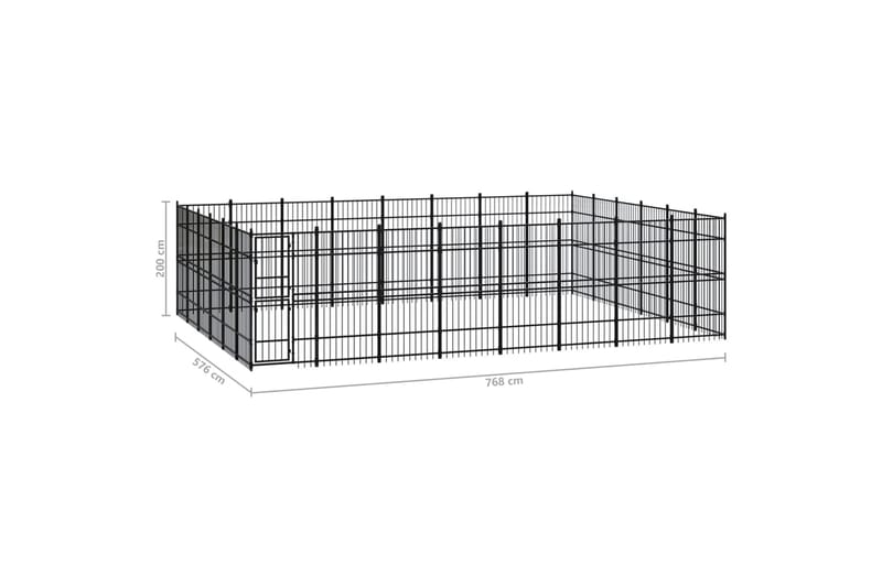 Hundgård för utomhusbruk stål 44,24 m² - Svart - Sport & fritid - För djuren - För hund - Hundmöbler