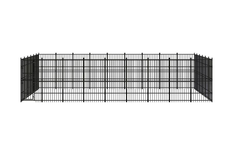 Hundgård för utomhusbruk stål 49,77 m² - Svart - Hundmöbler - Hundgrind & hundstaket - Hundkoja & hundgård
