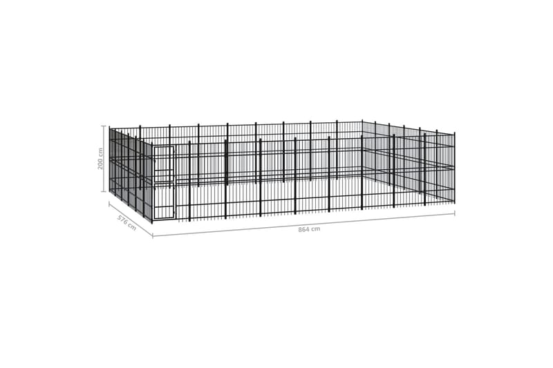 Hundgård för utomhusbruk stål 49,77 m² - Svart - Sport & fritid - För djuren - För hund - Hundmöbler