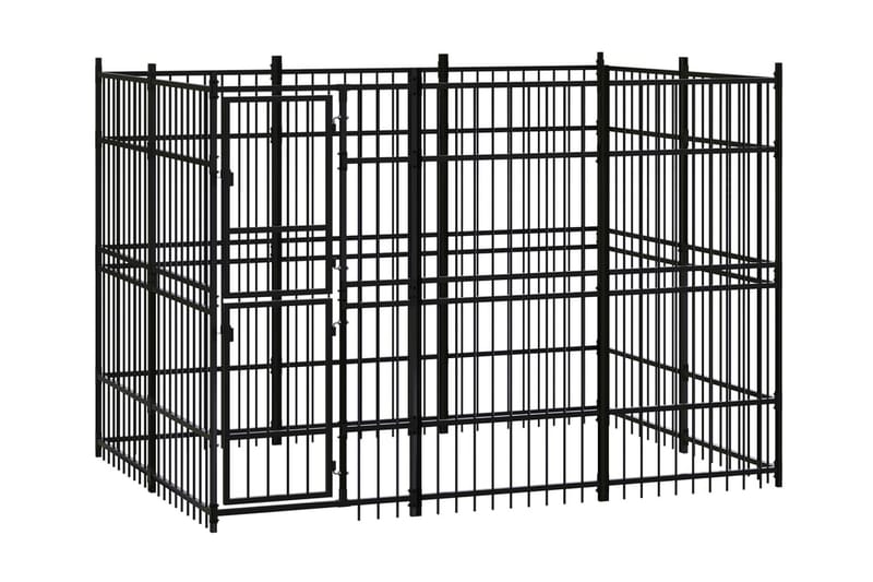 Hundgård för utomhusbruk stål 5,53 m² - Svart - Sport & fritid - För djuren - För hund - Hundmöbler