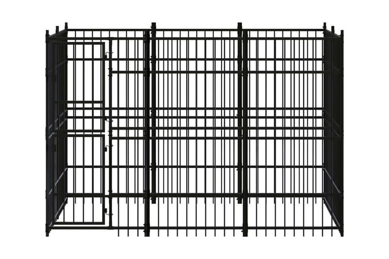 Hundgård för utomhusbruk stål 5,53 m² - Svart - Hundmöbler - Hundgrind & hundstaket - Hundkoja & hundgård