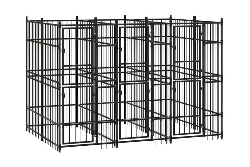 Hundgård för utomhusbruk stål 5,53 m² - Svart - Sport & fritid - För djuren - För hund - Hundmöbler