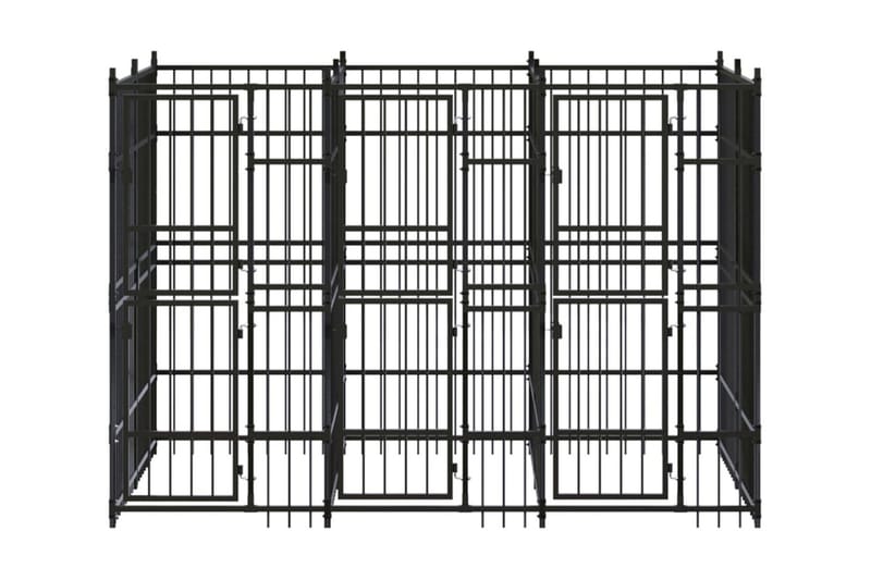 Hundgård för utomhusbruk stål 5,53 m² - Svart - Hundmöbler - Hundgrind & hundstaket - Hundkoja & hundgård