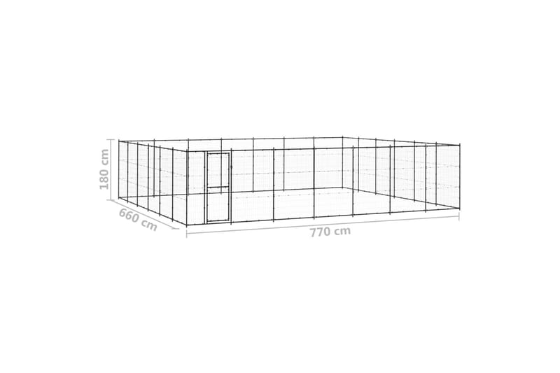 Hundgård för utomhusbruk stål 50,82 m² - Svart - Sport & fritid - För djuren - För hund - Hundmöbler