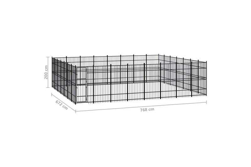Hundgård för utomhusbruk stål 51,61 m² - Svart - Sport & fritid - För djuren - För hund - Hundmöbler