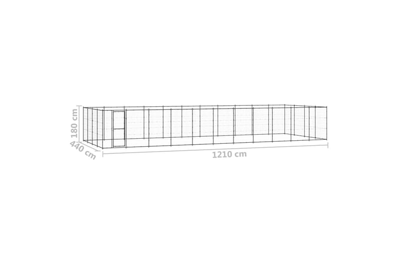 Hundgård för utomhusbruk stål 53,24 m² - Svart - Hundmöbler - Hundgrind & hundstaket - Hundkoja & hundgård