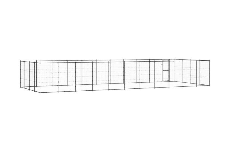 Hundgård för utomhusbruk stål 53,24 m² - Svart - Hundmöbler - Hundgrind & hundstaket - Hundkoja & hundgård