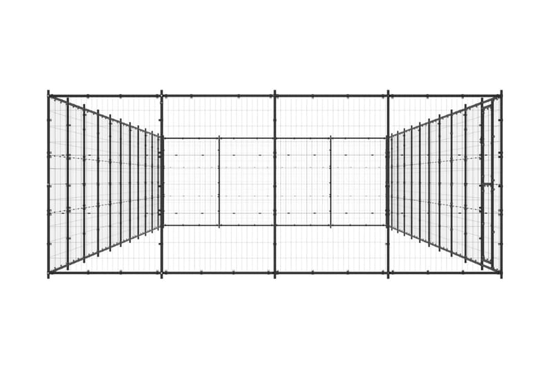 Hundgård för utomhusbruk stål 53,24 m² - Svart - Hundmöbler - Hundgrind & hundstaket - Hundkoja & hundgård