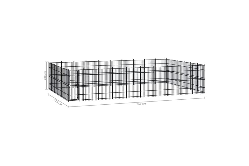 Hundgård för utomhusbruk stål 55,3 m² - Svart - Sport & fritid - För djuren - För hund - Hundmöbler
