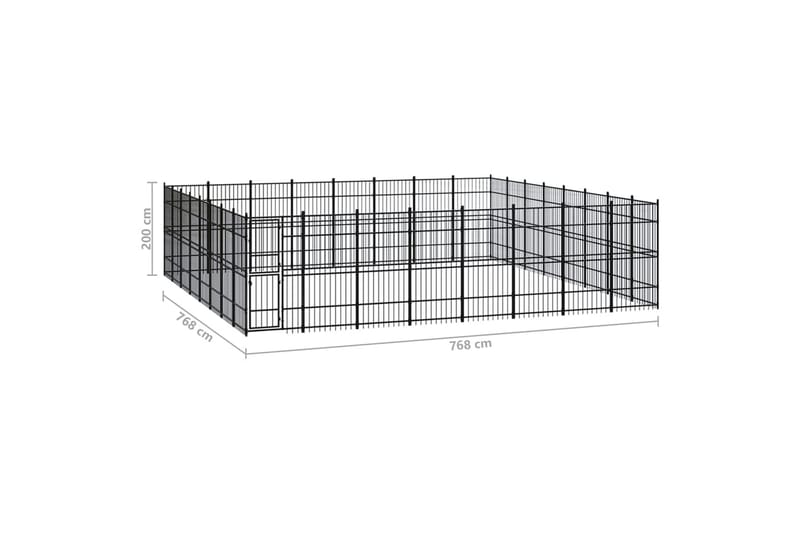 Hundgård för utomhusbruk stål 58,98 m² - Svart - Sport & fritid - För djuren - För hund - Hundmöbler