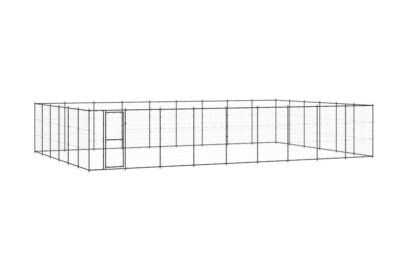 Hundgård för utomhusbruk stål 65,34 m² - Svart - Hundmöbler - Hundgrind & hundstaket - Hundkoja & hundgård