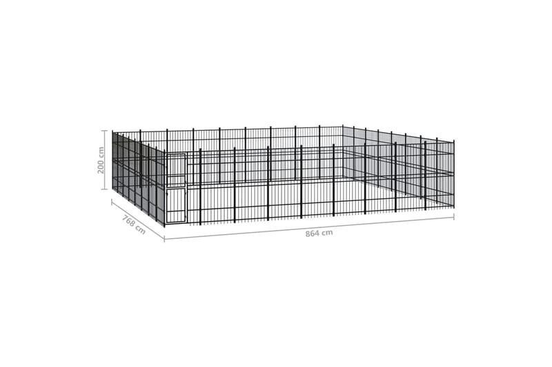Hundgård för utomhusbruk stål 66,36 m² - Svart - Sport & fritid - För djuren - För hund - Hundmöbler