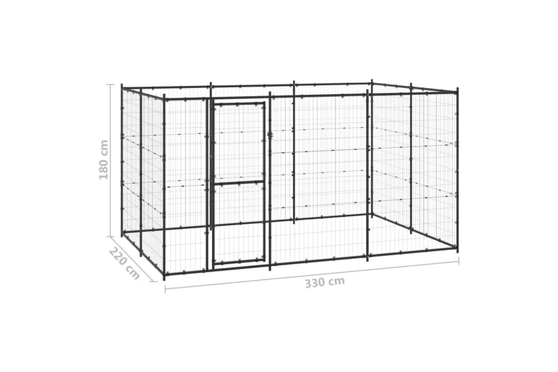 Hundgård för utomhusbruk stål 7,26 m² - Svart - Hundmöbler - Hundgrind & hundstaket - Hundkoja & hundgård