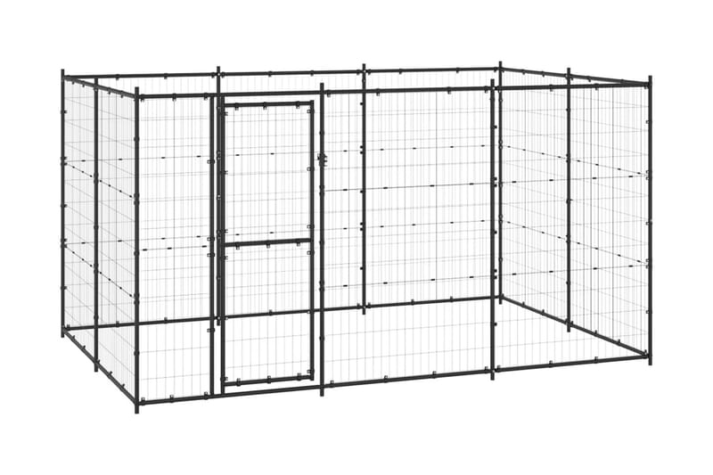 Hundgård för utomhusbruk stål 7,26 m² - Svart - Hundmöbler - Hundgrind & hundstaket - Hundkoja & hundgård