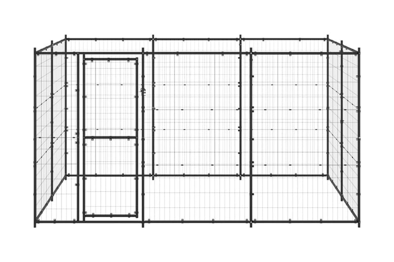 Hundgård för utomhusbruk stål 7,26 m² - Svart - Hundmöbler - Hundgrind & hundstaket - Hundkoja & hundgård