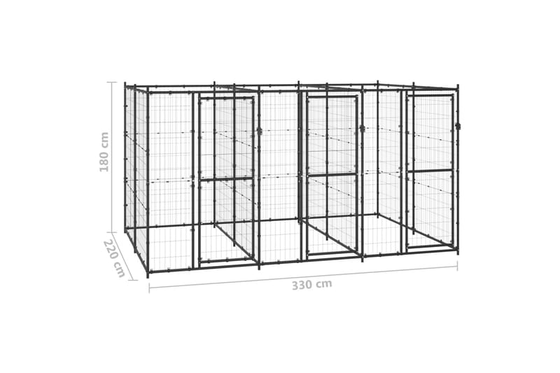 Hundgård för utomhusbruk stål 7,26 m² - Svart - Sport & fritid - För djuren - För hund - Hundmöbler