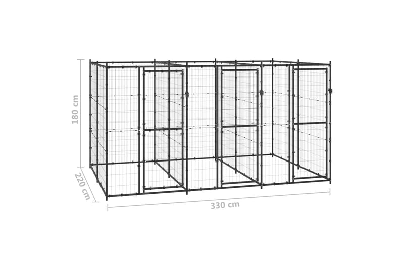 Hundgård för utomhusbruk stål 7,26 m² - Svart - Hundmöbler - Hundgrind & hundstaket - Hundkoja & hundgård