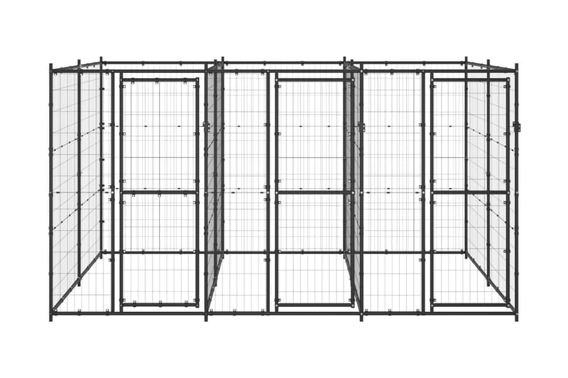 Hundgård för utomhusbruk stål 7,26 m² - Svart - Hundmöbler - Hundgrind & hundstaket - Hundkoja & hundgård