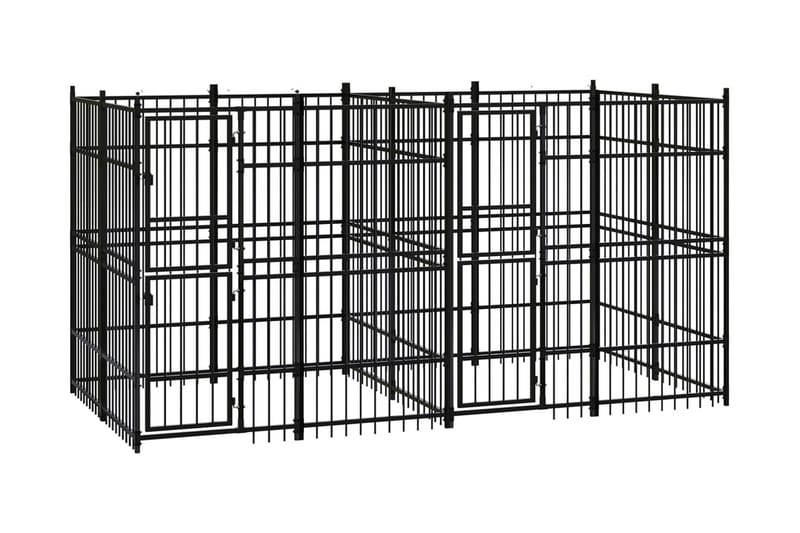 Hundgård för utomhusbruk stål 7,37 m² - Svart - Sport & fritid - För djuren - För hund - Hundmöbler