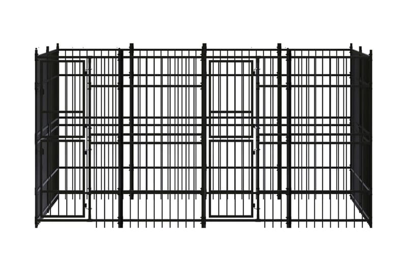 Hundgård för utomhusbruk stål 7,37 m² - Svart - Hundmöbler - Hundgrind & hundstaket - Hundkoja & hundgård