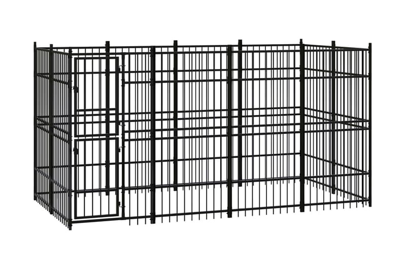Hundgård för utomhusbruk stål 7,37 m² - Svart - Sport & fritid - För djuren - För hund - Hundmöbler