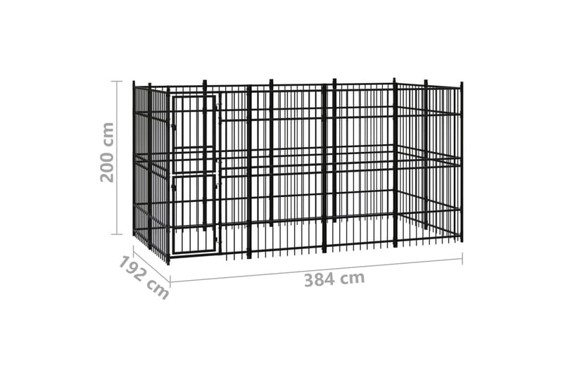 Hundgård för utomhusbruk stål 7,37 m² - Svart - Sport & fritid - För djuren - För hund - Hundmöbler