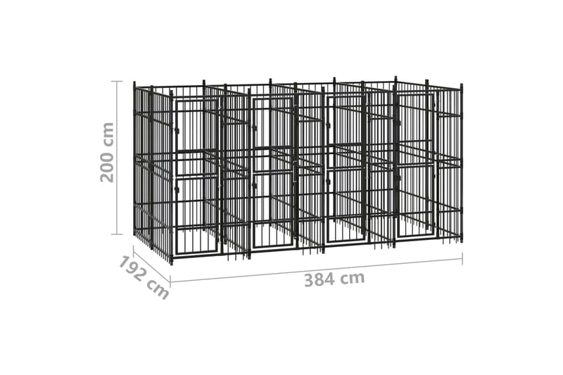 Hundgård för utomhusbruk stål 7,37 m² - Svart - Hundmöbler - Hundgrind & hundstaket - Hundkoja & hundgård