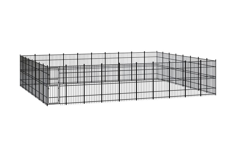 Hundgård för utomhusbruk stål 73,73 m² - Svart - Hundmöbler - Hundgrind & hundstaket - Hundkoja & hundgård