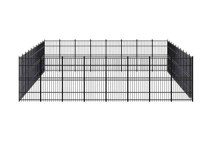 Hundgård för utomhusbruk stål 73,73 m² - Svart - Hundmöbler - Hundgrind & hundstaket - Hundkoja & hundgård