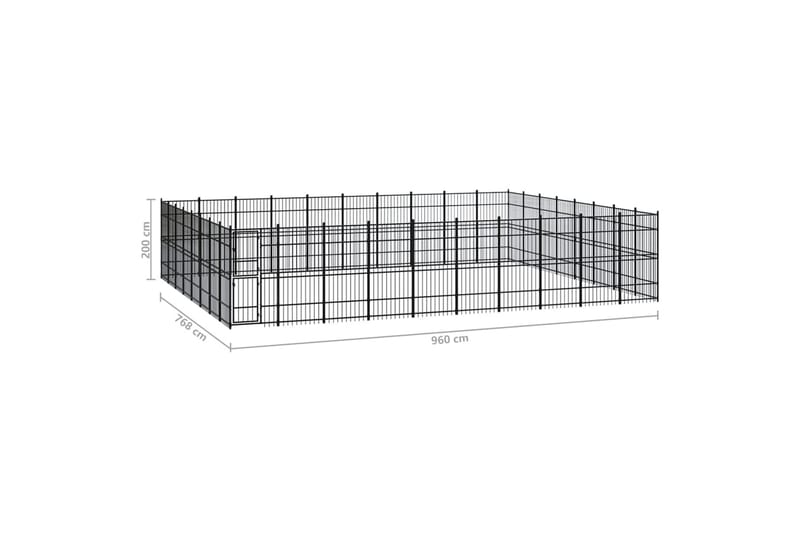 Hundgård för utomhusbruk stål 73,73 m² - Svart - Sport & fritid - För djuren - För hund - Hundmöbler