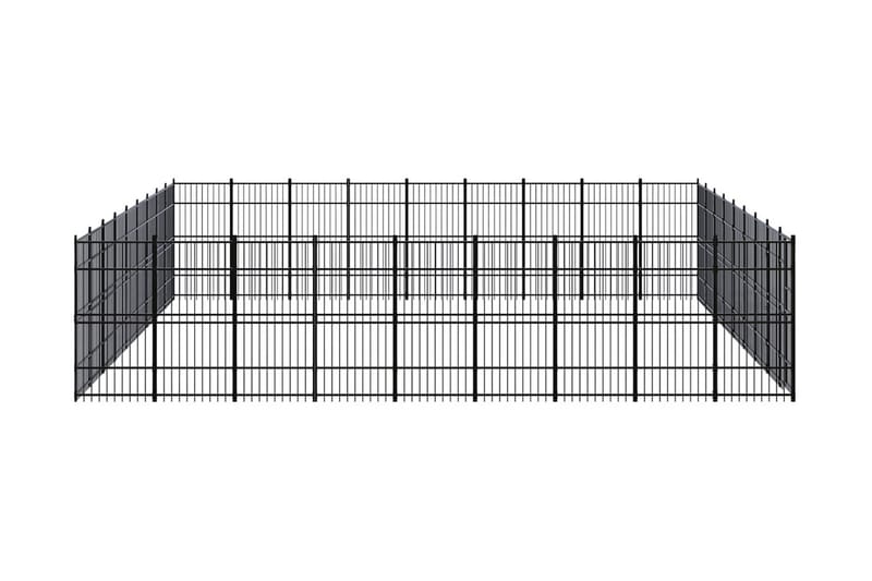 Hundgård för utomhusbruk stål 74,65 m² - Svart - Hundmöbler - Hundgrind & hundstaket - Hundkoja & hundgård