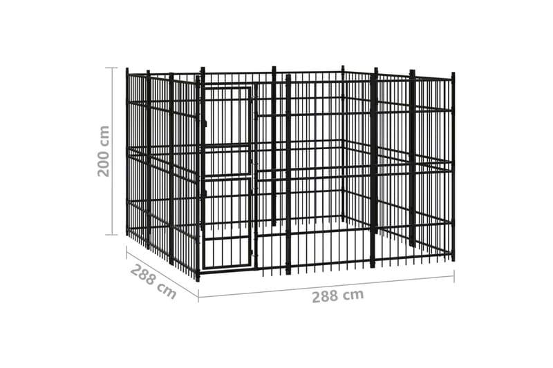 Hundgård för utomhusbruk stål 8,29 m² - Svart - Hundmöbler - Hundgrind & hundstaket - Hundkoja & hundgård