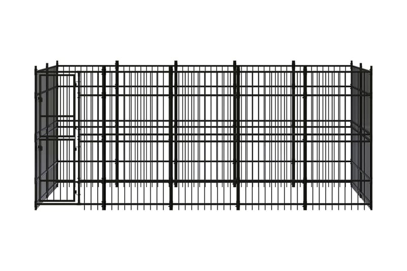 Hundgård för utomhusbruk stål 9,22 m² - Svart - Hundmöbler - Hundgrind & hundstaket - Hundkoja & hundgård