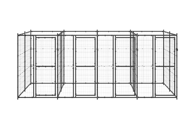 Hundgård för utomhusbruk stål 9,68 m² - Svart - Hundmöbler - Hundgrind & hundstaket - Hundkoja & hundgård