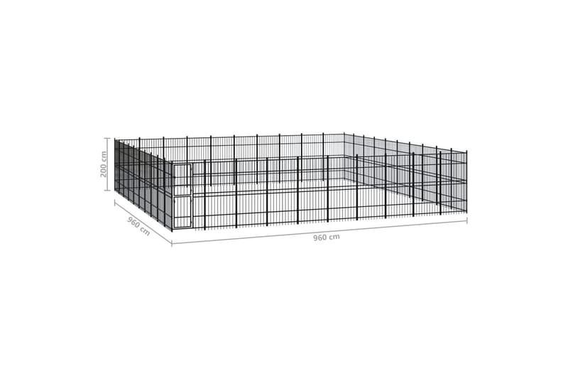 Hundgård för utomhusbruk stål 92,16 m² - Svart - Sport & fritid - För djuren - För hund - Hundmöbler