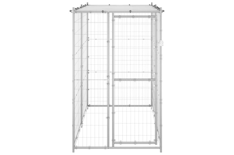 Hundgård för utomhusbruk stål med tak 110x220x180 cm - Silver - Sport & fritid - För djuren - För hund - Hundmöbler