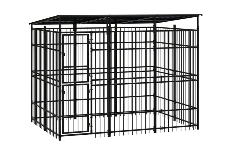 Hundgård för utomhusbruk ståltak 5,53 m² - Svart - Sport & fritid - För djuren - För hund - Hundmöbler